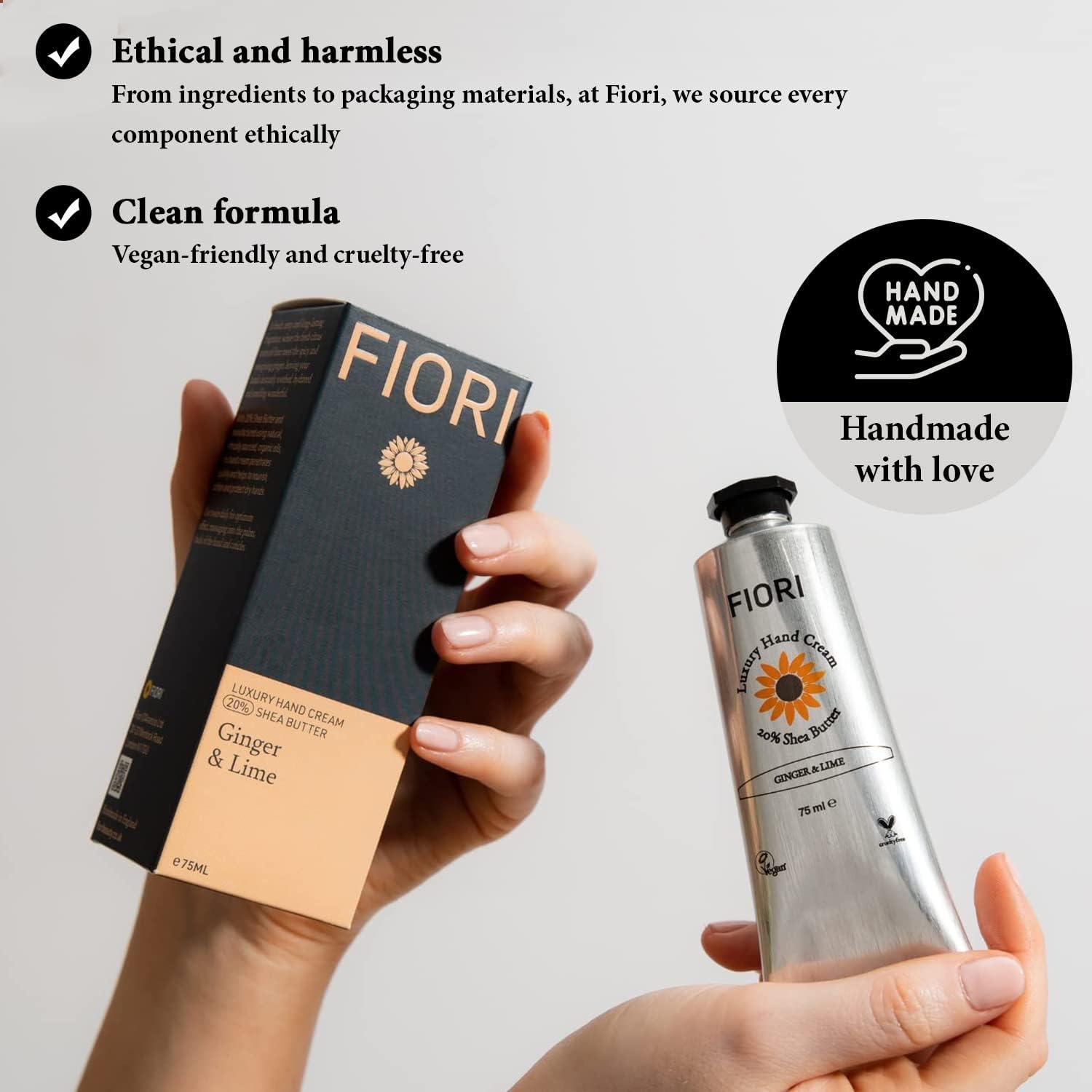 Fiori Ginger & Lime Moisturising Vegan Hand Cream (75ml) - Belgravia Wellness