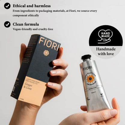Fiori Ginger & Lime Moisturising Vegan Hand Cream (75ml) - Belgravia Wellness