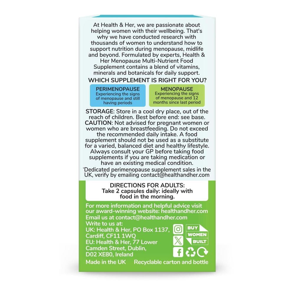 Health & Her Menopause Multi - Nutrient Support 60 Capsules - Belgravia Wellness