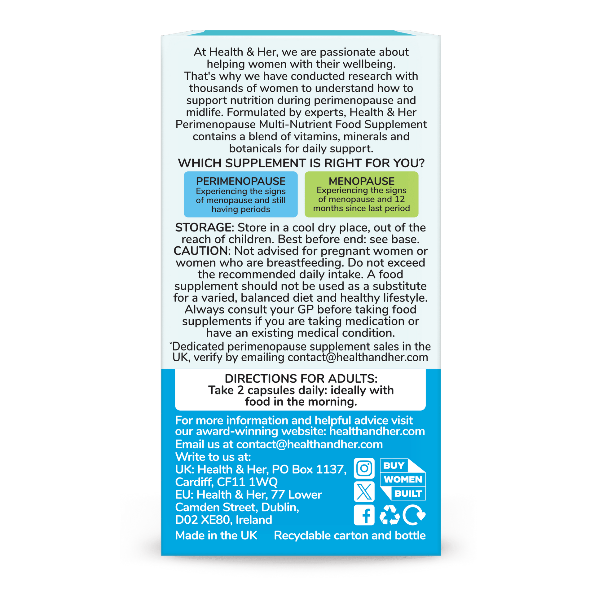 Health & Her Perimenopause Supplement 60 Capsules - Belgravia Wellness