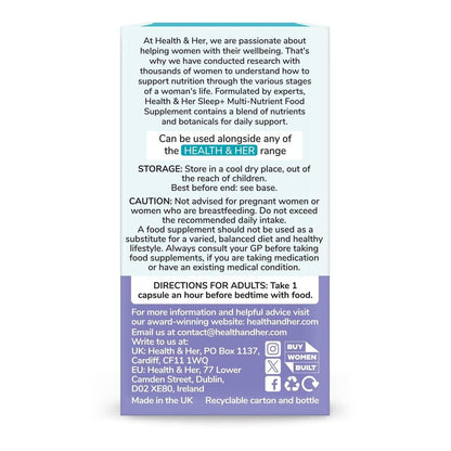 Health & Her Sleep+ Supplement 30 Capsules - Belgravia Wellness
