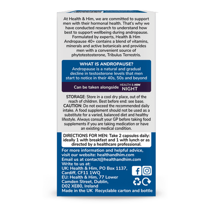 Health & Him Andropause 40+ Multi - Nutrient Supplement 60 Capsules - Belgravia Wellness