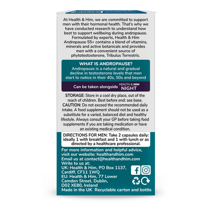 Health & Him Andropause 55+ Multi - Nutrient Supplement 60 Capsules - Belgravia Wellness