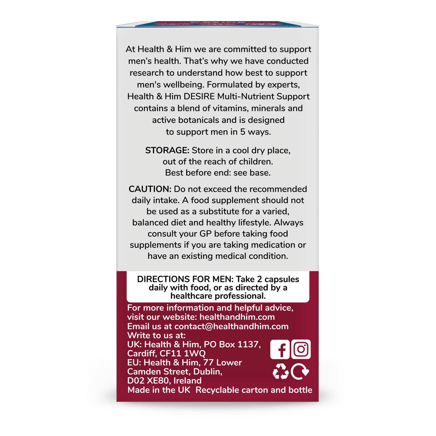 Health & Him Desire Multi - Nutrient Supplement 60 Capsules - Belgravia Wellness