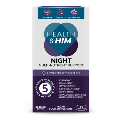 Health & Him Night Multi - Nutrient Supplement 60 Capsules - Belgravia Wellness