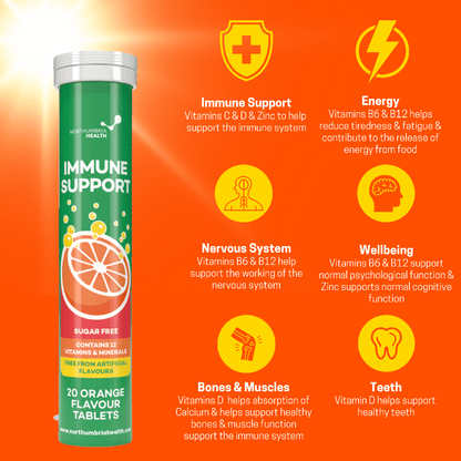 Immune Support Effervescent Orange Flavour Tablets - 20 tablets - Belgravia Wellness