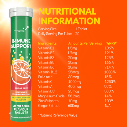 Immune Support Effervescent Orange Flavour Tablets - 20 tablets - Belgravia Wellness