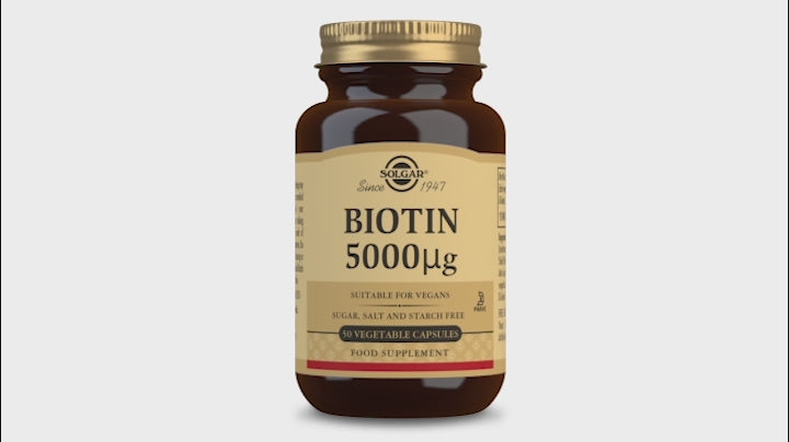 Solgar® Biotin 5000 µg Vegetable Capsules - Pack of 50 3D render