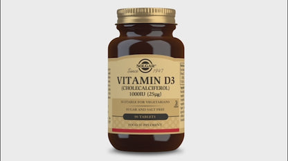 Solgar® Vitamin D3 (Cholecalciferol) 1000 IU (25 µg) Tablets 3D Render