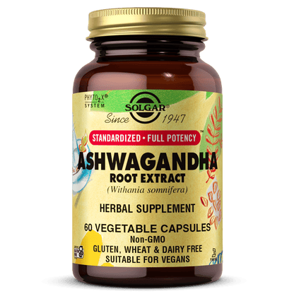 Solgar® Ashwagandha Root Extract Vegetable Capsules - Pack of 60 - Belgravia Wellness