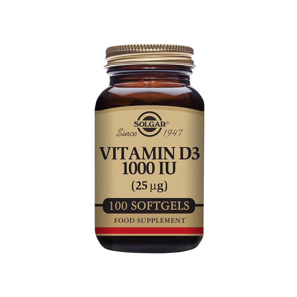 Solgar® Vitamin D3 1000 IU (25 µg) Softgels - Pack of 100 - Belgravia Wellness