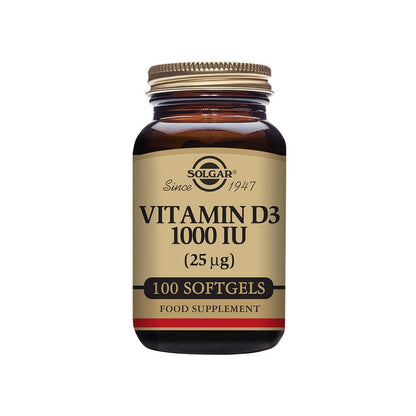 Solgar® Vitamin D3 1000 IU (25 µg) Softgels - Pack of 100 - Belgravia Wellness