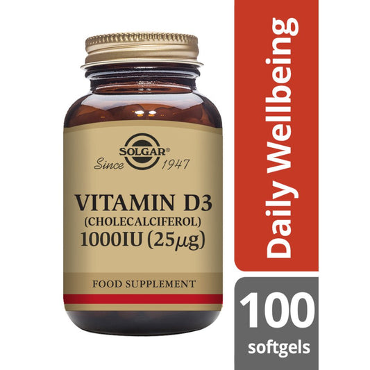 Solgar® Vitamin D3 1000 IU (25 µg) Softgels - Pack of 100 - Belgravia Wellness