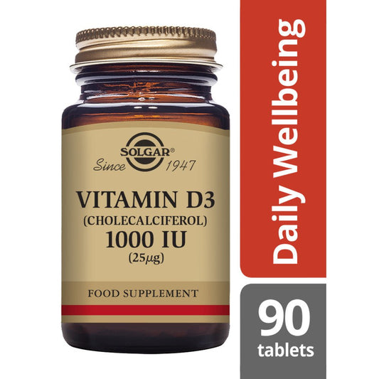 Solgar® Vitamin D3 (Cholecalciferol) 1000 IU (25 µg) Tablets - Pack of 90 - Belgravia Wellness