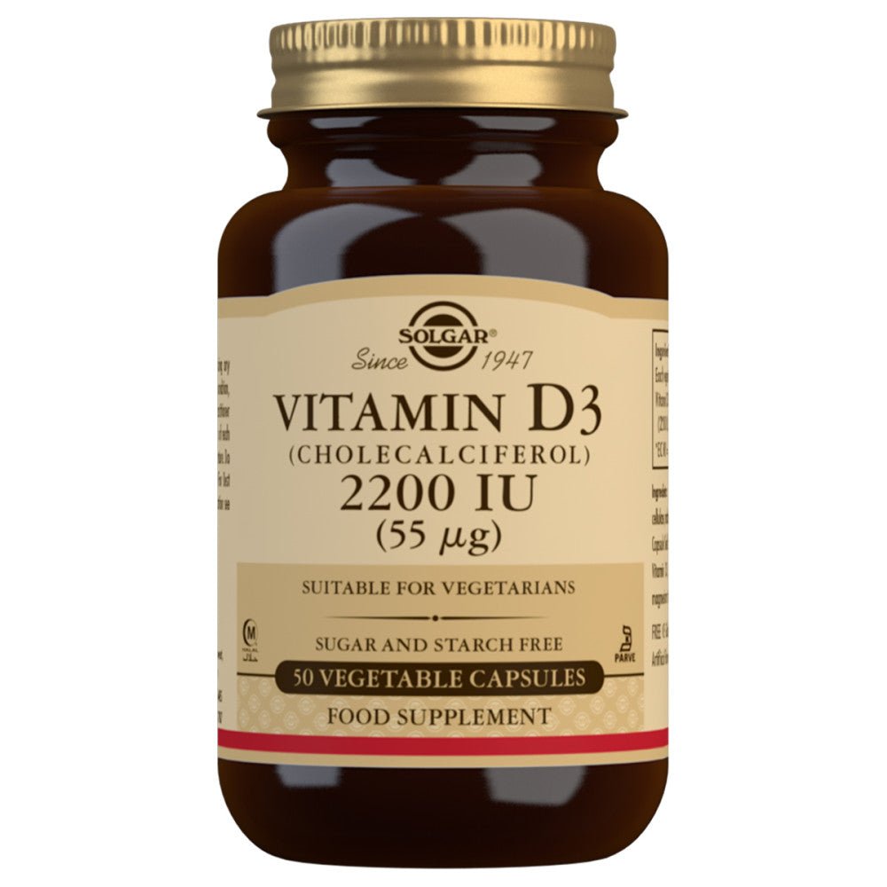 Solgar® Vitamin D3 (Cholecalciferol) 2200 IU (55 µg) Vegetable Capsules - Pack of 50 - Belgravia Wellness