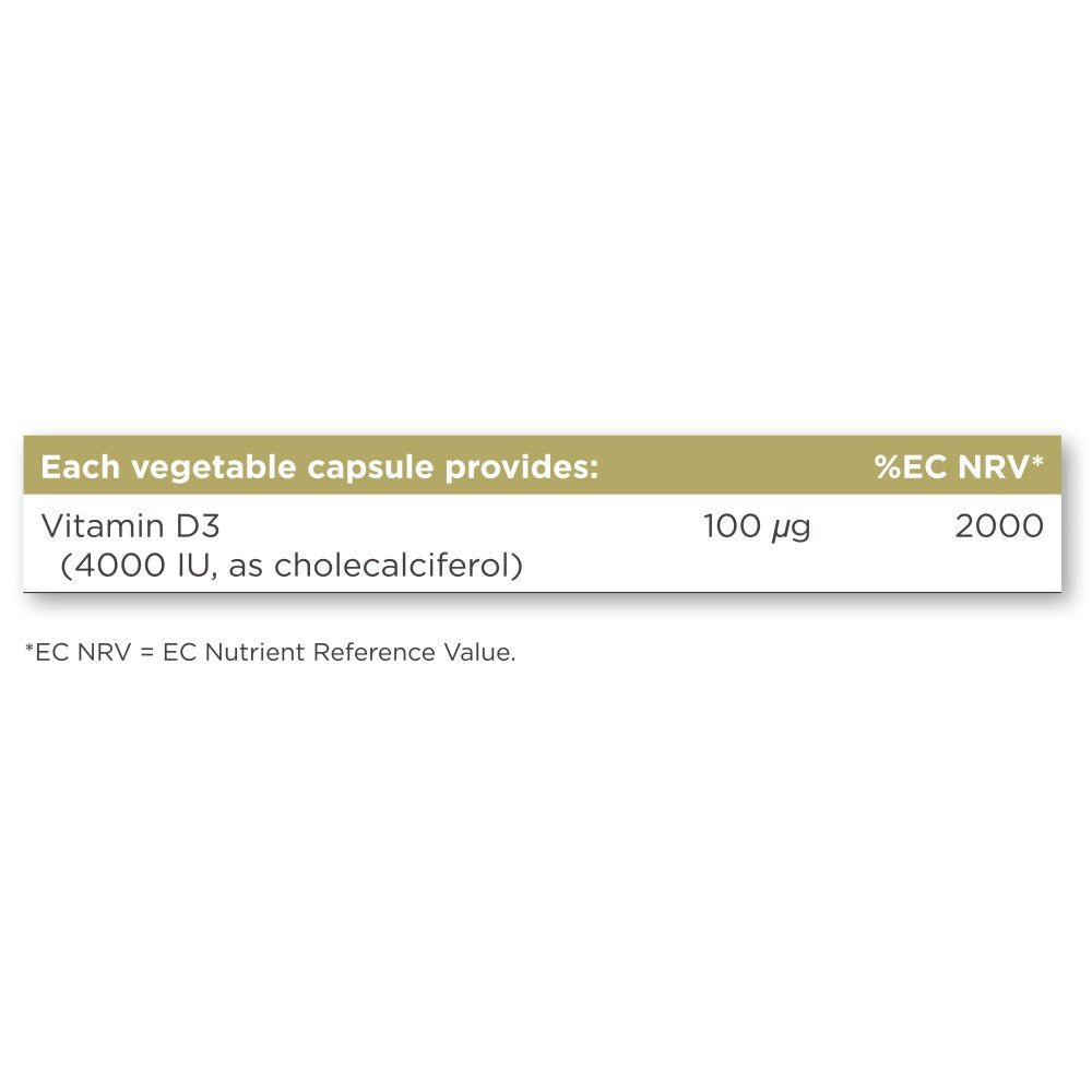 Solgar® Vitamin D3 (Cholecalciferol) 4000 IU (100 µg) Vegetable Capsules - Pack of 60 - Belgravia Wellness