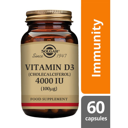Solgar® Vitamin D3 (Cholecalciferol) 4000 IU (100 µg) Vegetable Capsules - Pack of 60 - Belgravia Wellness