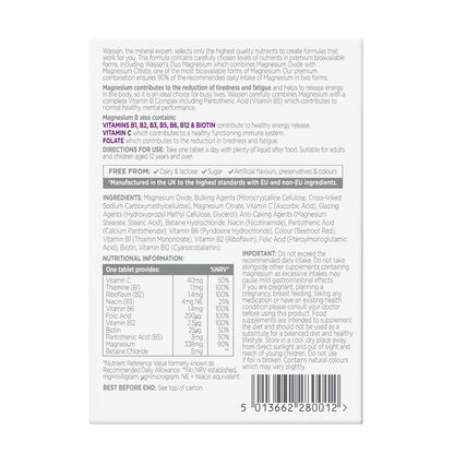 Wassen Magnesium - B Tablets 30's - Belgravia Wellness